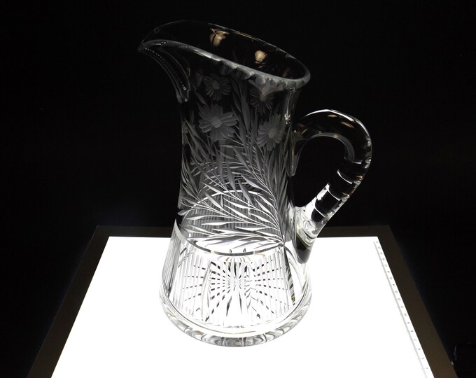 Fry ABP Brilliant Cut Glass Pitcher Floral & Panel Pattern Signed - Etsy