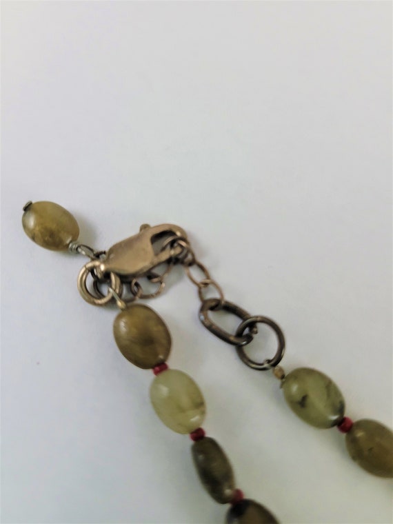 Jade Agate Beaded Stone Pendant Necklace - image 4