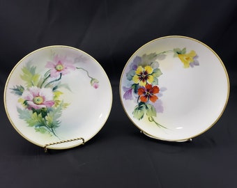 Morimura Bros. Porcelain Hand Painted Floral Nippon Plates Set of 2