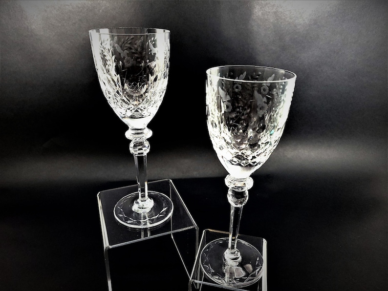 Rogaska Patterns Rogaska Gallia Pattern Cut Crystal Wine Goblets Set of 2 Signed - Etsy
