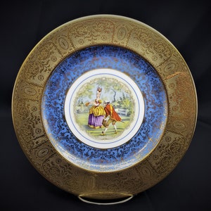 Royal Bavaria Hutschenreuther Porcelain 24K Gold Encrusted Cabinet Plate NM