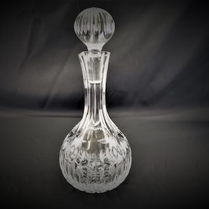 Cut Crystal Wine Liquor Globe Decanter Vertical Cut