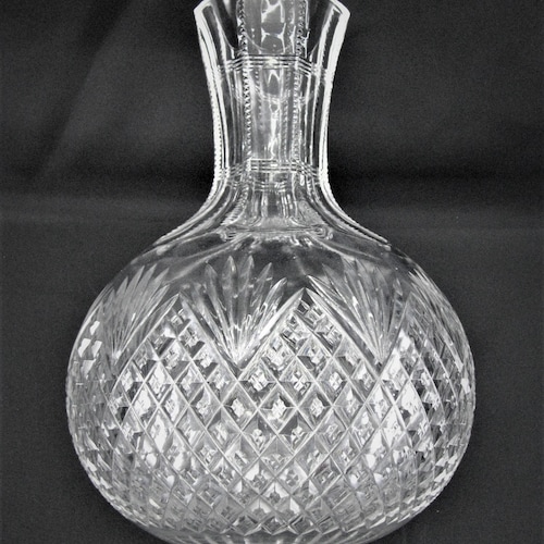 Antique ABP Brilliant Cut Glass good Strawberry Diamond and Fan Carafe Water Bottle