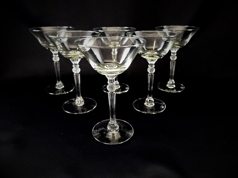 Beautiful Plain Imperial Glass Champagne Goblets Stem # 470 Set of 6