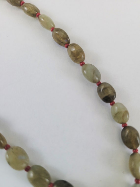 Jade Agate Beaded Stone Pendant Necklace - image 5