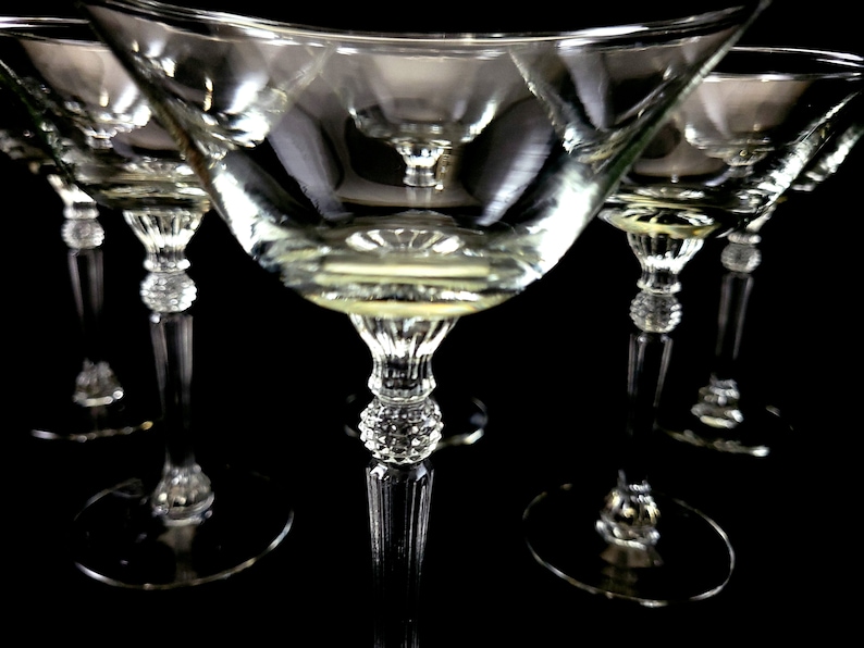 Beautiful Plain Imperial Glass Champagne Goblets Stem # 470 Set of 6