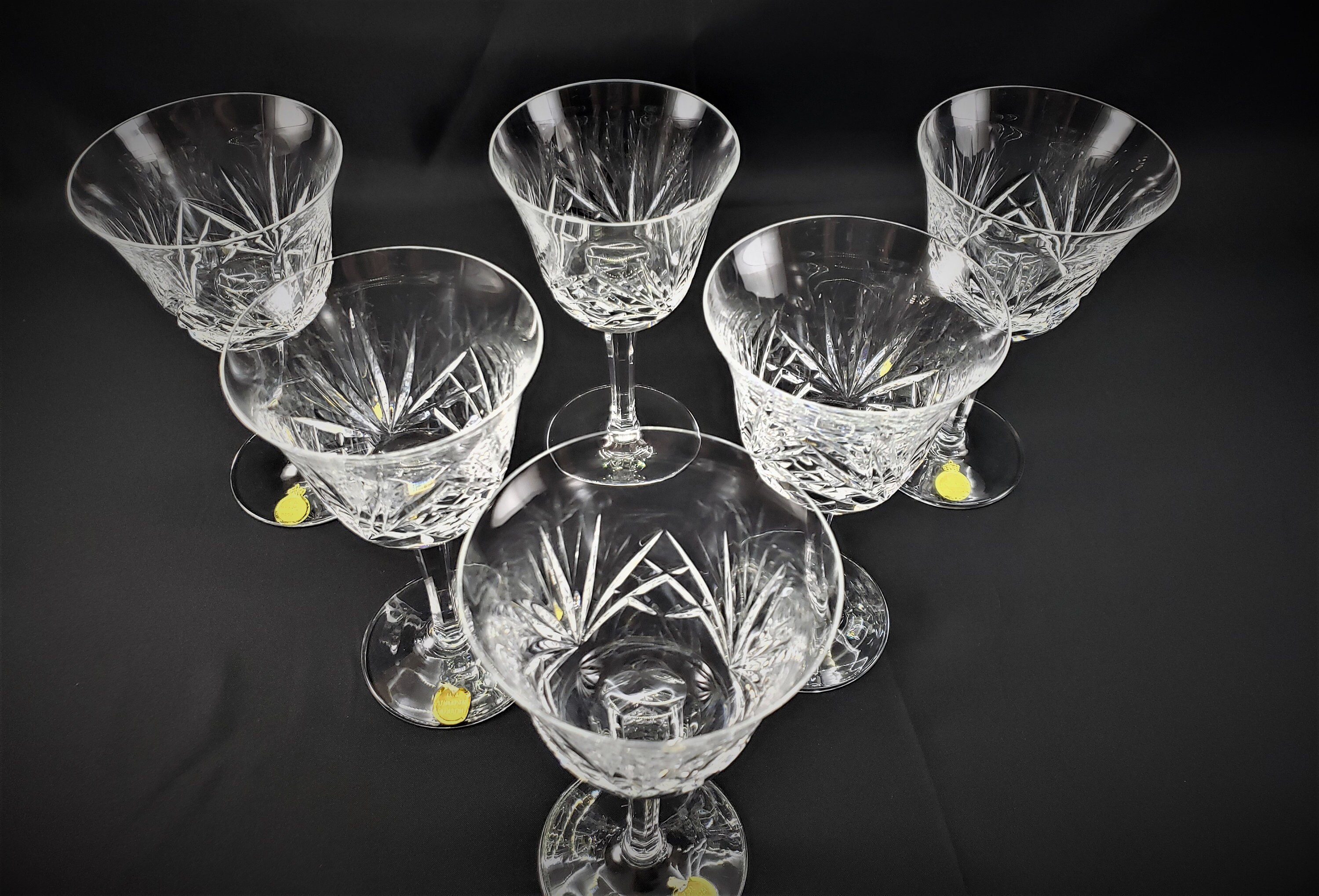 Gorham Crystal Cherrywood Pattern Hand Cut Claret Wine Goblets Etsy