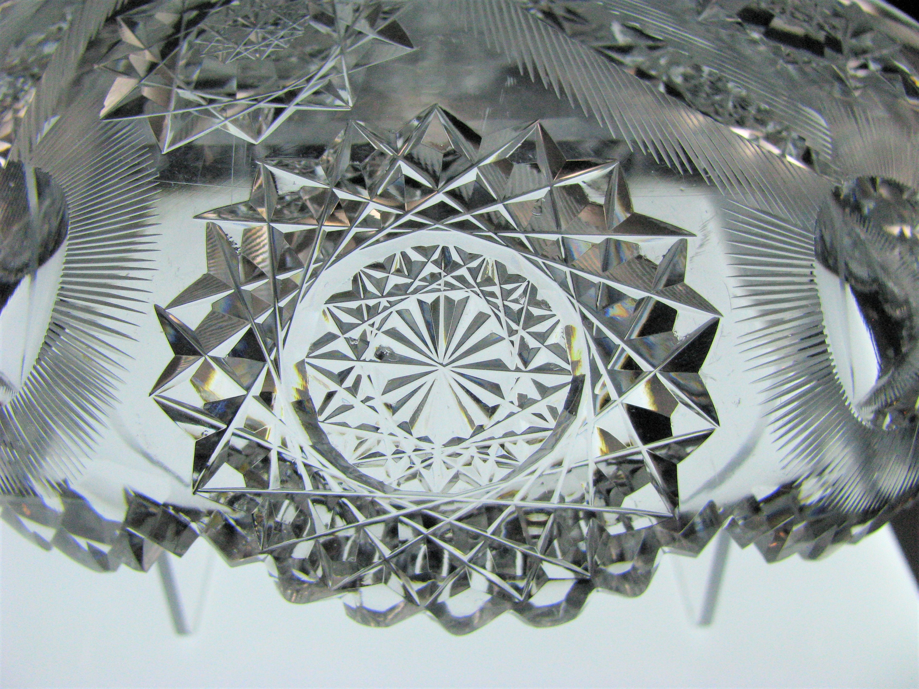 ABP Brilliant Cut Glass Low Bowl Spiral Hobstar and Flashed Etsy