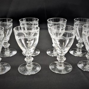 Kosta Boda Pysen Engraved Crystal Cordials Set of 8