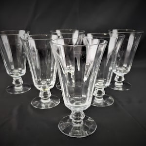 Fostoria Glass Silver Flautas Patrón óptico Iced Tea Footed Tumbler Stem #6037 Juego de 6