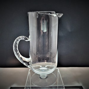Blown Glass Martini Pitcher Footed With Twisted Applied Handle