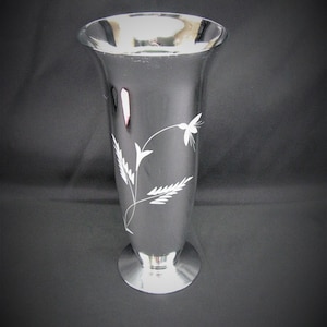 Silver Cut Glass Footed Trumpet Vase Candlelite Crystal by Mueller