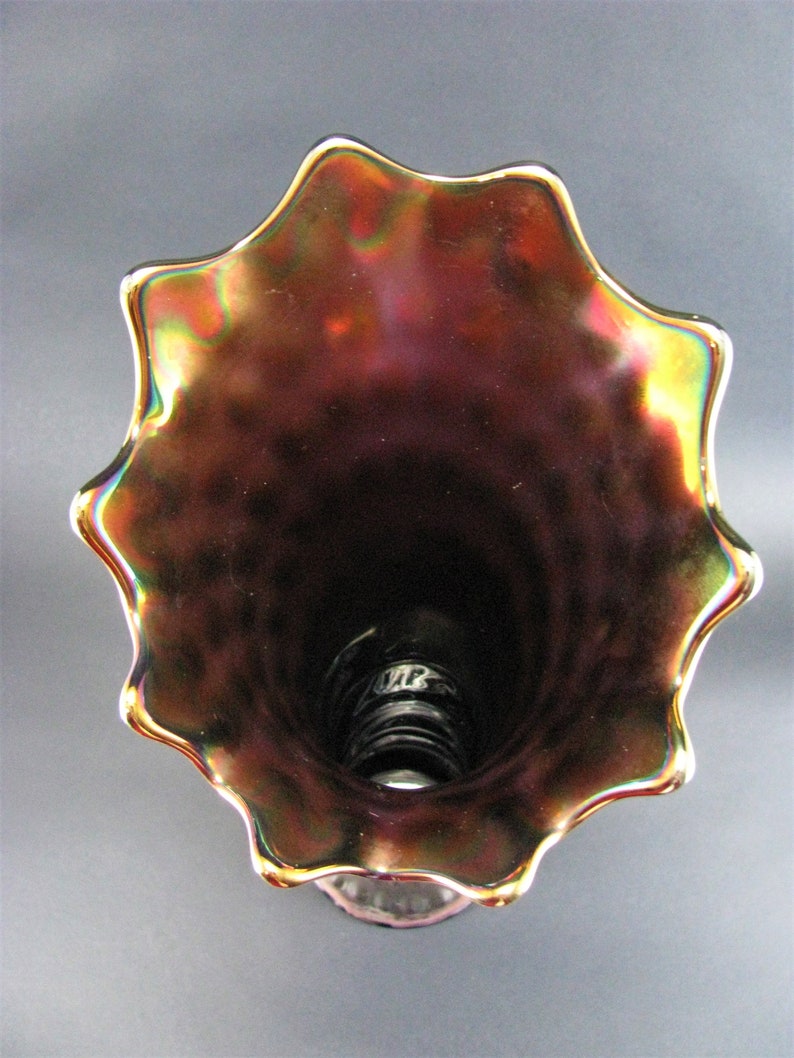 Unique Fenton Rustic Blue Carnival Glass Swung Funeral Vase Etsy