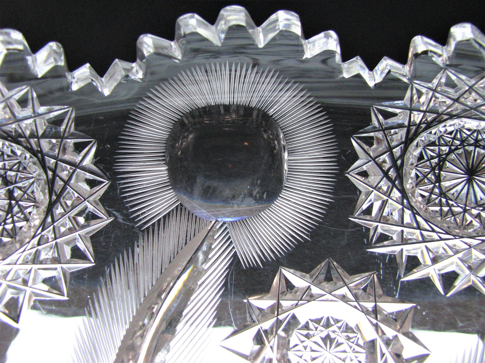 ABP Brilliant Cut Glass Low Bowl Spiral Hobstar and Flashed Etsy