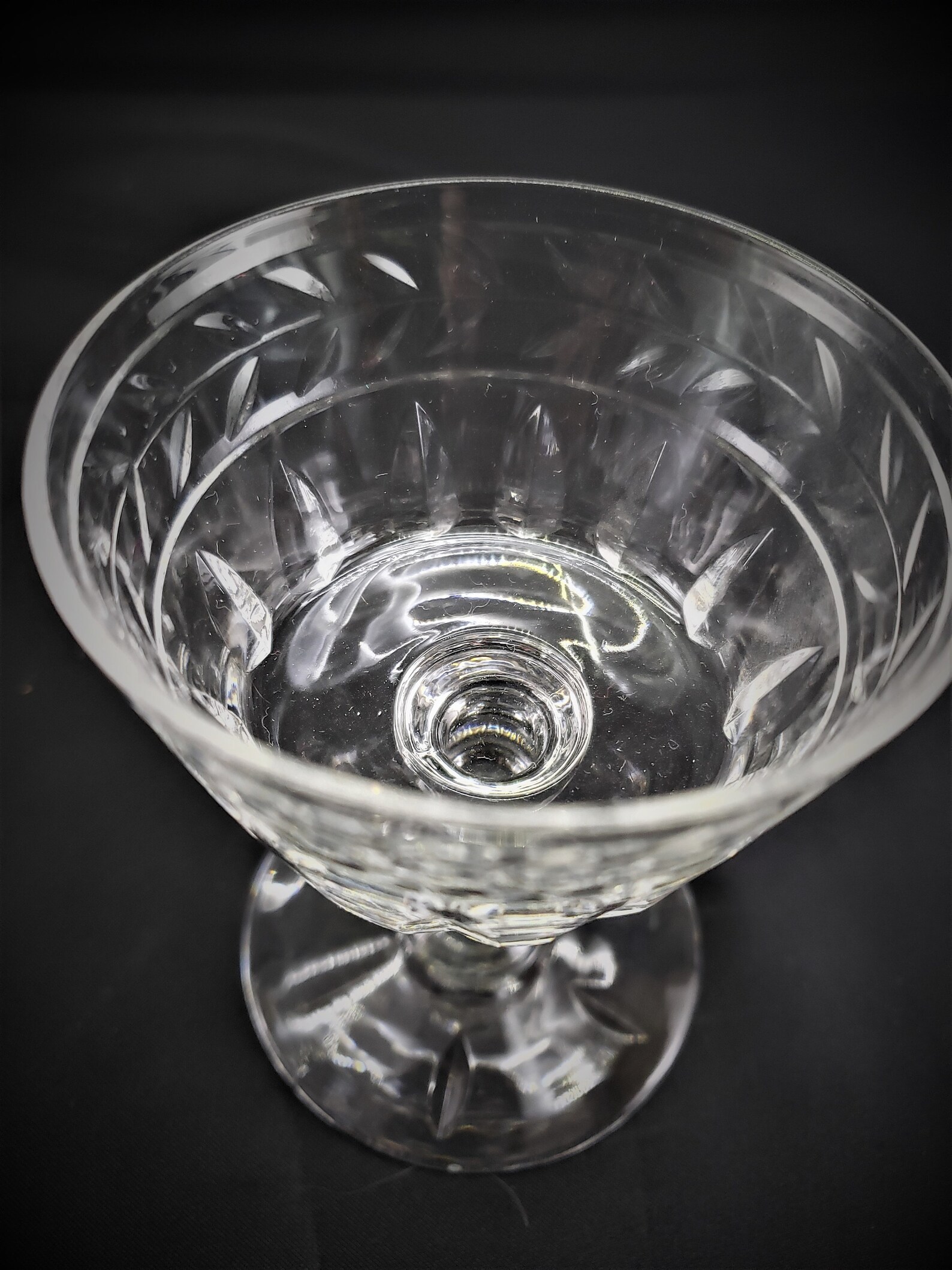 Glastonbury Lotus Cut Glass Hardy Pattern Liquor Cocktail Stems Goblets