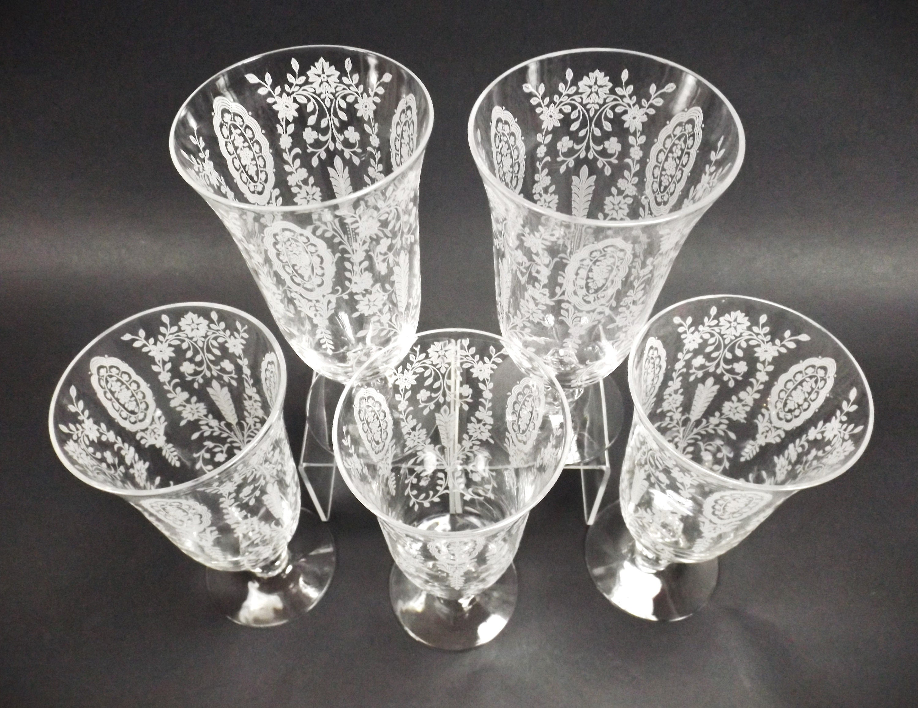 Tiffin June Nights Etched Iced Tea Glasses Set of 5 Etsy