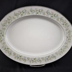 Noritake Japan Fine China Savannah # 2031 Oval Platter Platinum Trim