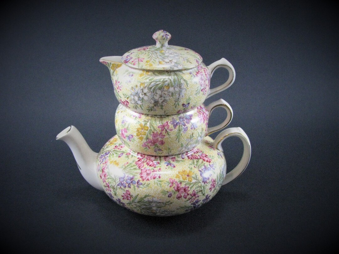 Lord Nelson Heather Chintz Mini Tea Pot, Creamer, Sugar Stacking Set - Etsy