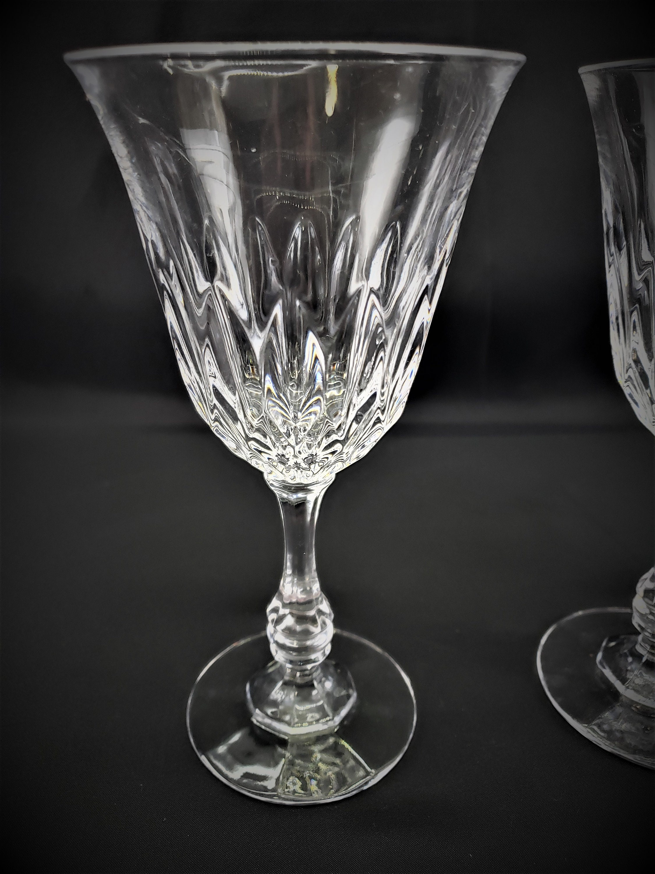 Fostoria Glass Kimberly Pattern Lead Crystal Water Goblets Set Etsy