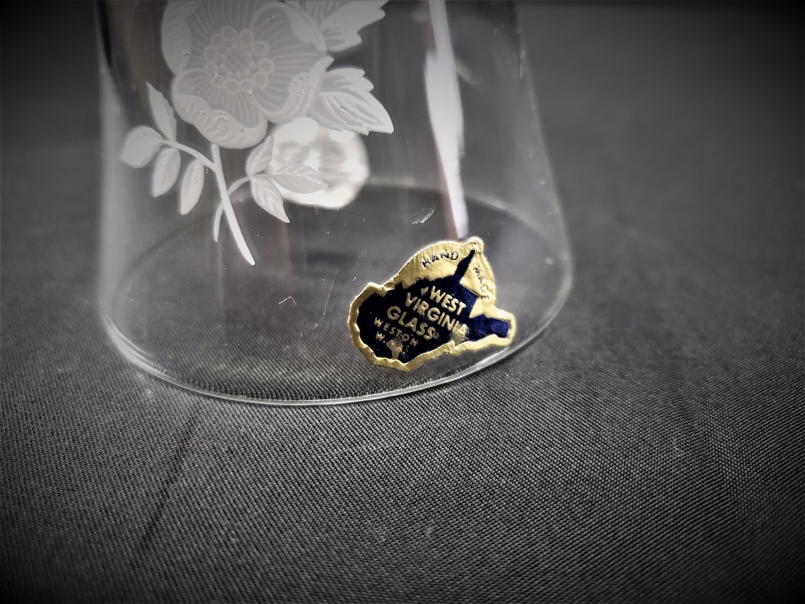 Vintage West Virginia Glass Company Hand Painted Rose Bell Etsy