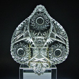 ABP Brilliant Cut Glass Heart Shape Dish with Tab Handle
