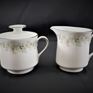 Johann Haviland Bavaria Germany Floral Forever Spring Pattern Creamer and Sugar set circa 1982