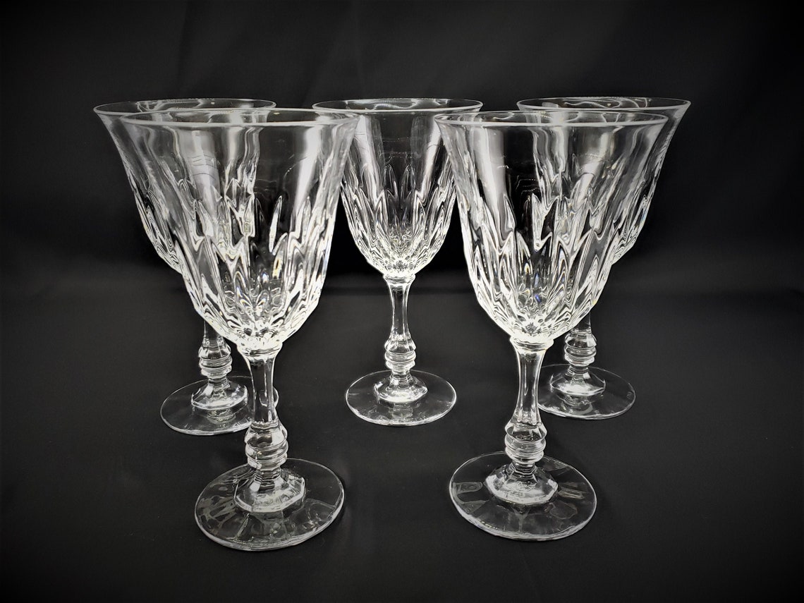 Fostoria Glass Kimberly Pattern Lead Crystal Water Goblets Set Etsy