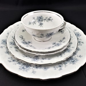 Winterling Bavaria Blue Rose Renaissance Pattern 5 Piece Place Setting Dinner Plate Salad Plate Bread Plate Cup & Saucer