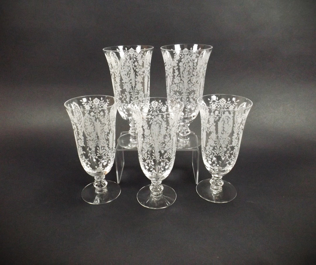 Tiffin June Nights Etched Iced Tea Glasses Set of 5 Etsy