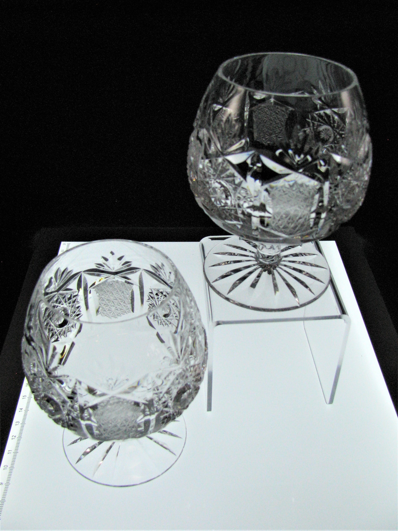 Vintage Bohemian Czech Cut Lead Crystal Brandy Glass Snifter Etsy