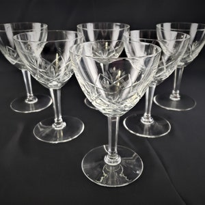Val St. Lambert Crystal Cut Glass Ouchy Pattern 5 7/8&quot; Water Goblets Set of 6