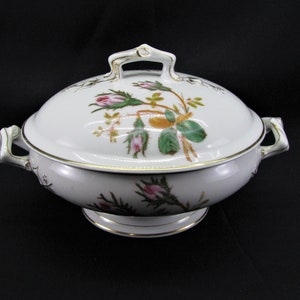 Delinieres & Guery Limoges Porcelain Moss Rose Covered Dish ca. 1860&#39;s