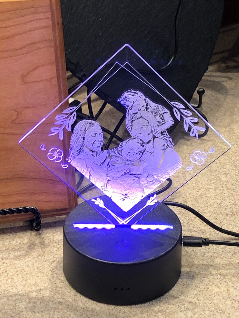 Custom Engraved Acrylic LED 7 Color Light Personalized With Etsy