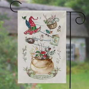 Magic Garden Flag - Cute Whimsical Witchy Yard Flag Decoration