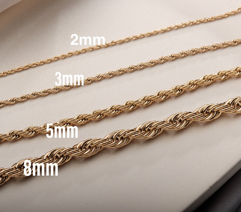 18k Gold Filled Twisted Rope Chain Necklace Gold Chunky Etsy