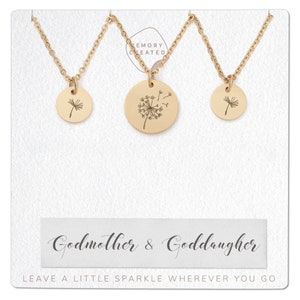 Godmother goddaughter necklace set gift for godmother gift from god daughter gift from godmother dandelion necklace set waterproof necklace