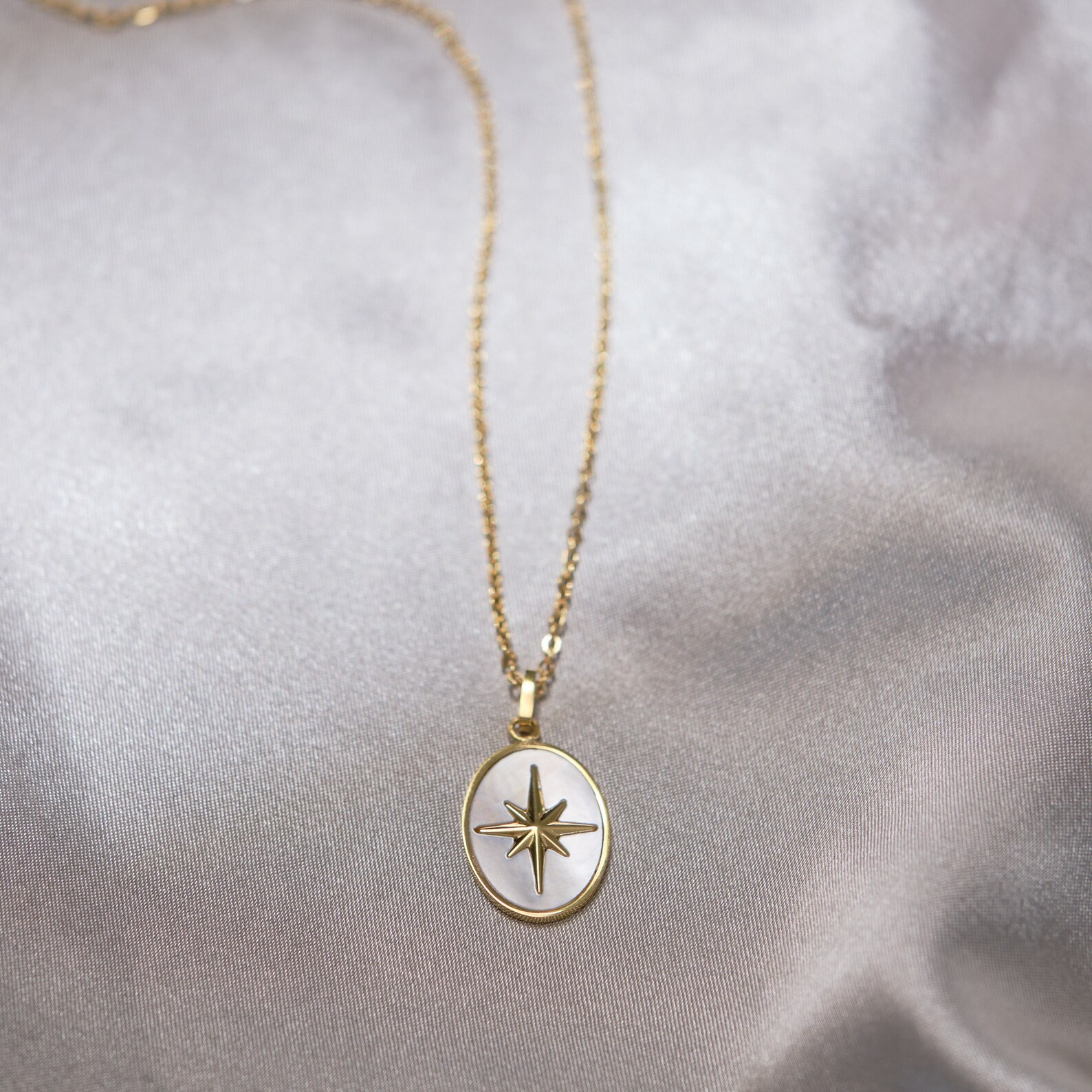 North Star Necklace Compass Necklace Mother of Pearl North Etsy