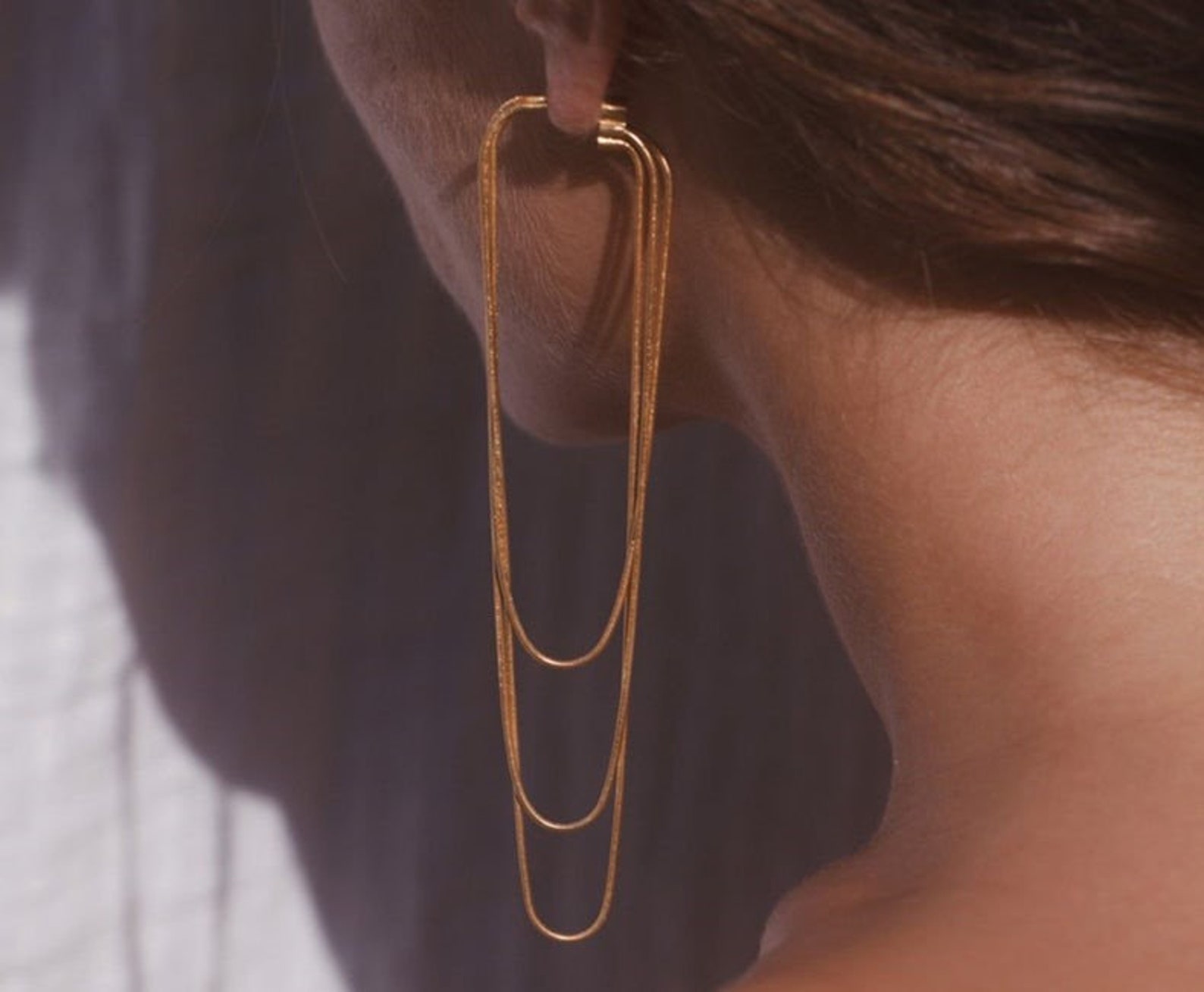 Gold Snake Chain Earrings Herringbone Earringsgold Etsy