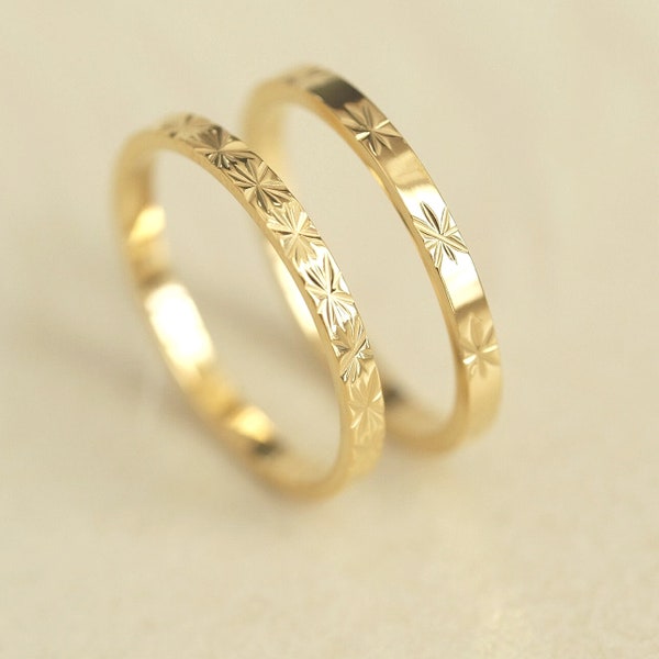 18K Gold Stacking Ring, Pattern ring, Gold Ring, thin ring, dainty ring, delicate ring, stackable ring, minimalist, minimal ring, ring gift