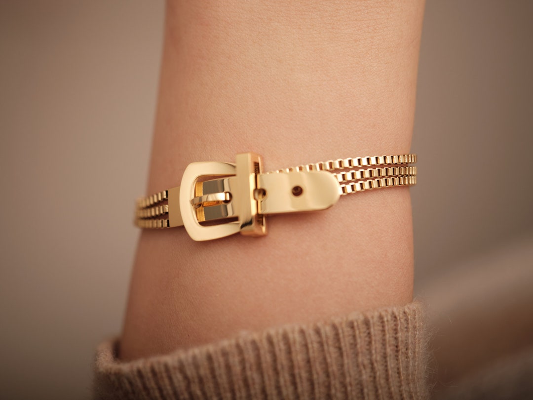 Gold Belt Bracelet, Gold Bracelet, Chunky Bracelet, Statement Bracelet