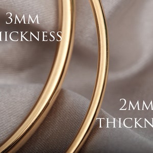 Brazalete clásico Brazalete de oro sin cordones para mujer Brazalete liso Brazalete clásico sin cordones, brazaletes apilables sin deslustre Brazalete apilable imagen 5