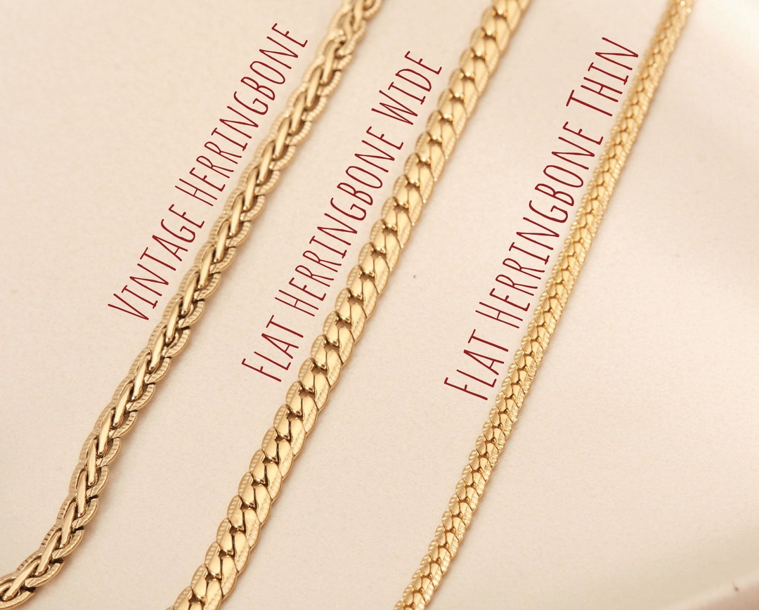 Gold Herringbone Necklace Vintage Herringbone Necklace Gold Etsy