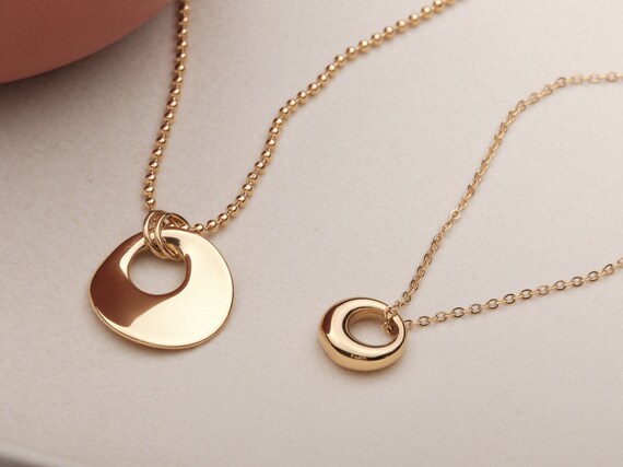 18K Gold Filled Circle Necklace Gold 