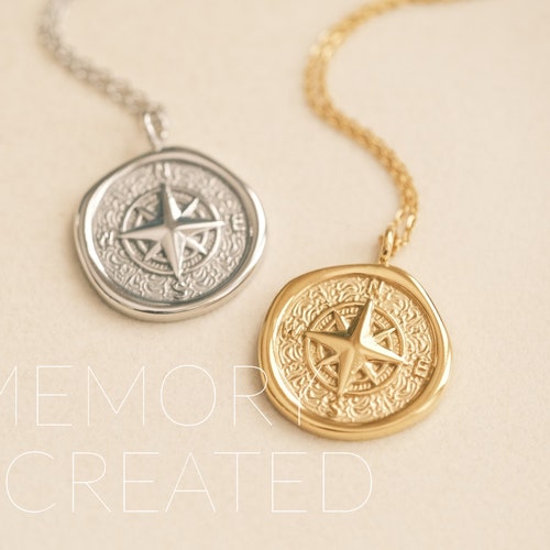 Graduation gift, compass necklace, travelers necklace, gold necklace, North star necklace, necklace gifts for women, coordinates necklace