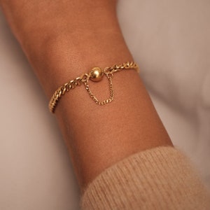 Gold Ball Bracelet, Gold Chain Bracelet, Gold Bracelet, Link Chain Bracelet, Cuban Bracelet, Waterproof Bracelet Gift for Her Cuban Chain