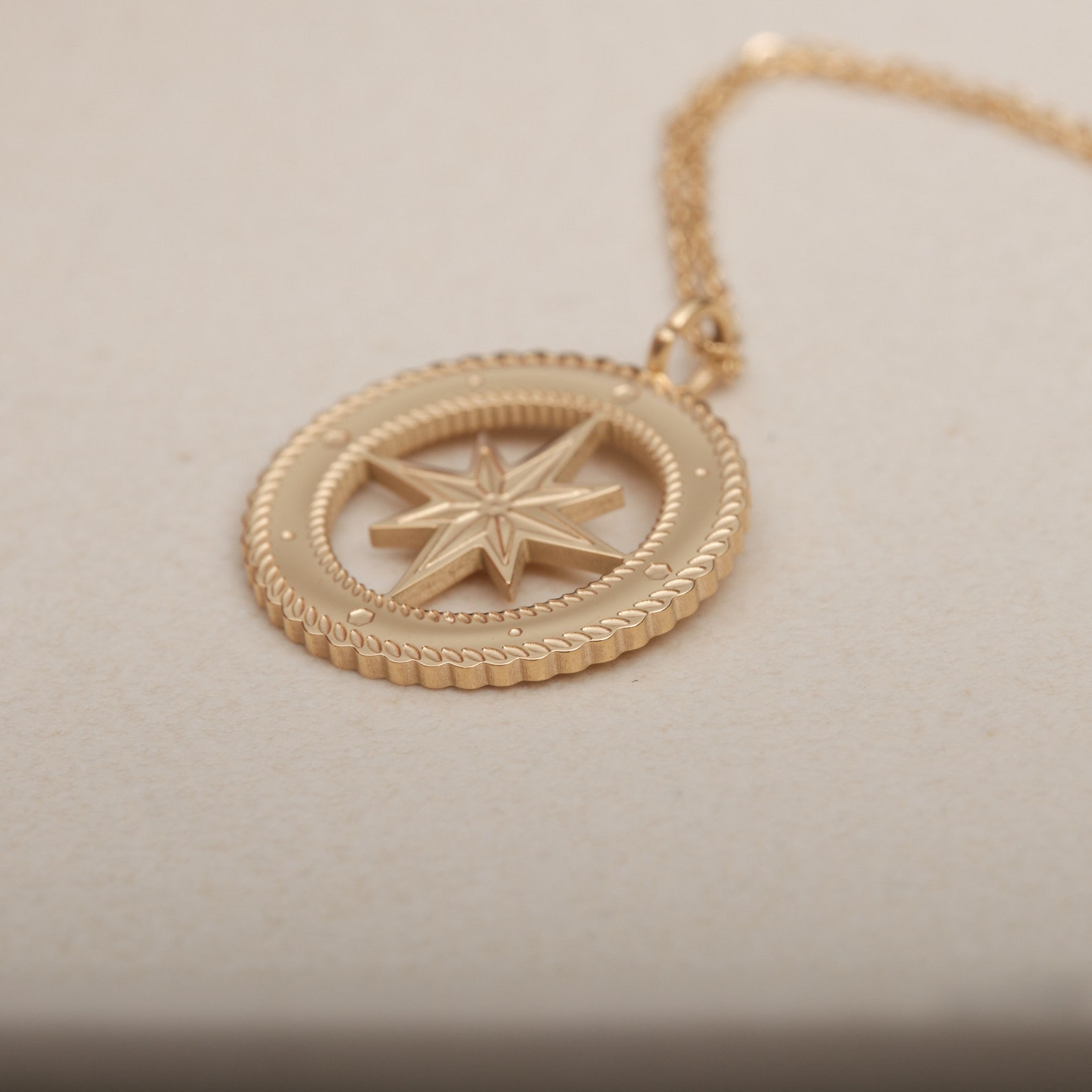 Gold Coin Compass Necklace Gold Filled Dainty Personalized Etsy