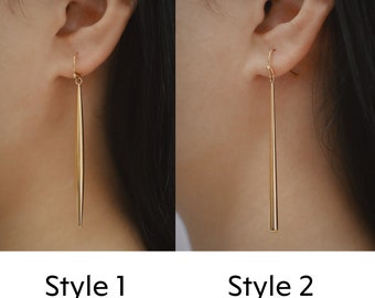 Gold Long Spike Earrings, Gold Spike Earrings, Gold Dangling Earrings, Minimalist, Modern Look Earring Gold Drop Earring, WATERPROOF Earring