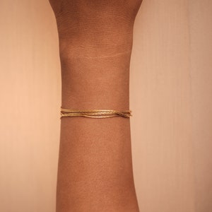 Multi-layers Herringbone Bracelet Gold Bracelet, Gold Herringbone Bracelet, Snake Chain Bracelet, Gold Herringbone Chain Bracelet for her