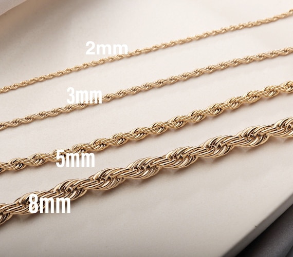 18k Gold Plated Twisted Rope Chain Necklace Gold Chunky Twisted