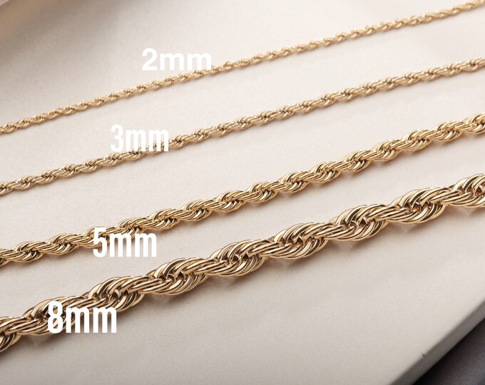 Gold and Silver Rope Chain Necklace Braided Rope Chain Gold Etsy